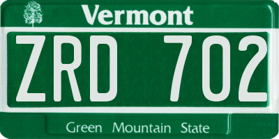 VT license plate ZRD702