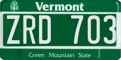 VT license plate ZRD703