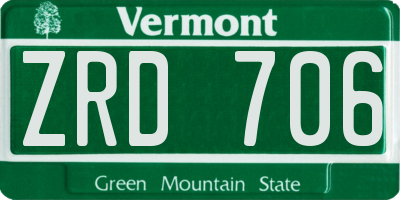 VT license plate ZRD706