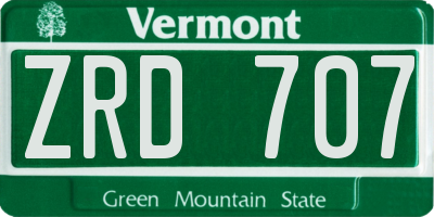 VT license plate ZRD707