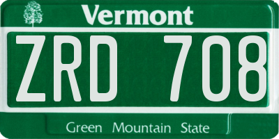 VT license plate ZRD708