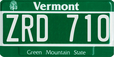 VT license plate ZRD710