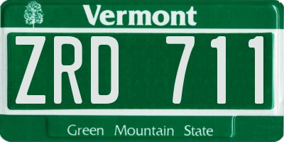 VT license plate ZRD711