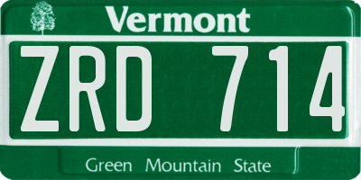 VT license plate ZRD714