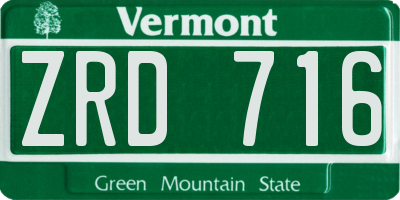VT license plate ZRD716