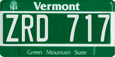 VT license plate ZRD717