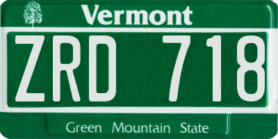 VT license plate ZRD718
