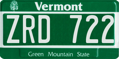 VT license plate ZRD722
