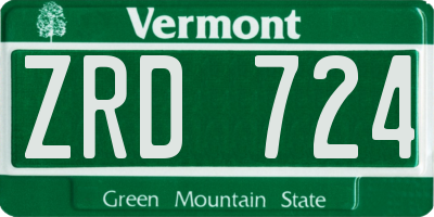 VT license plate ZRD724