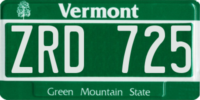 VT license plate ZRD725