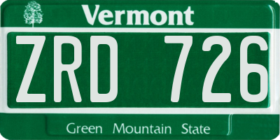 VT license plate ZRD726