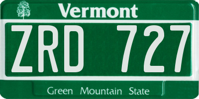 VT license plate ZRD727