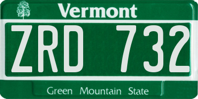 VT license plate ZRD732