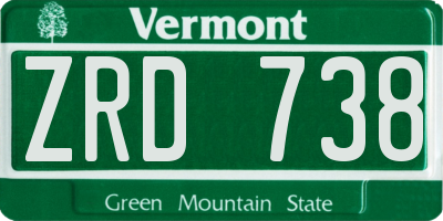 VT license plate ZRD738