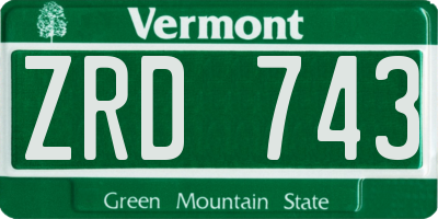 VT license plate ZRD743