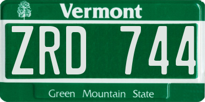 VT license plate ZRD744