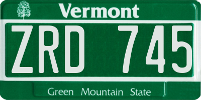 VT license plate ZRD745