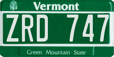VT license plate ZRD747