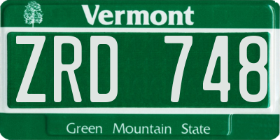 VT license plate ZRD748