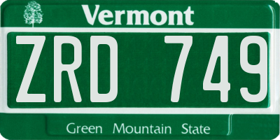 VT license plate ZRD749