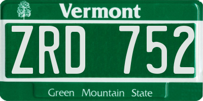 VT license plate ZRD752
