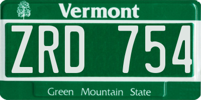 VT license plate ZRD754