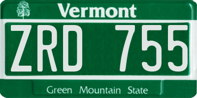 VT license plate ZRD755
