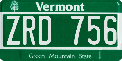 VT license plate ZRD756