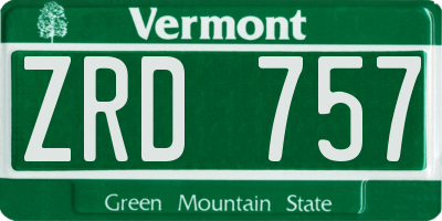 VT license plate ZRD757