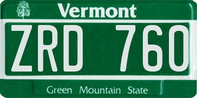 VT license plate ZRD760