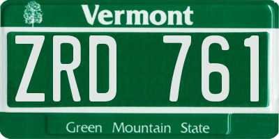 VT license plate ZRD761