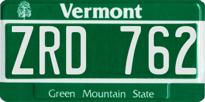 VT license plate ZRD762