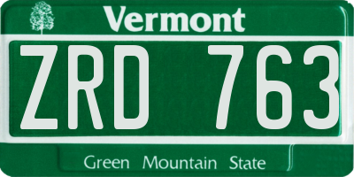 VT license plate ZRD763