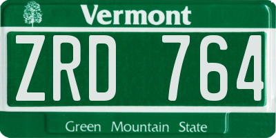 VT license plate ZRD764