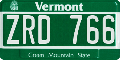 VT license plate ZRD766