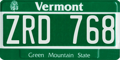 VT license plate ZRD768
