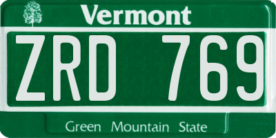 VT license plate ZRD769