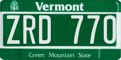 VT license plate ZRD770