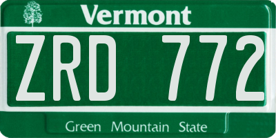 VT license plate ZRD772