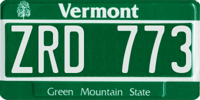 VT license plate ZRD773