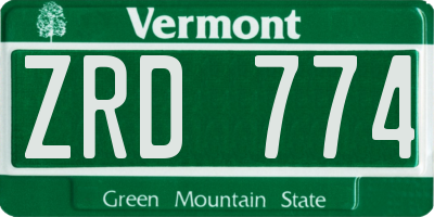 VT license plate ZRD774