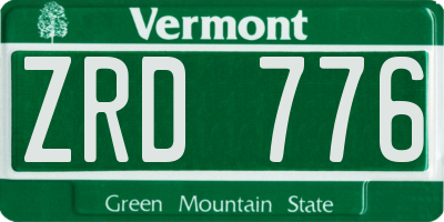 VT license plate ZRD776