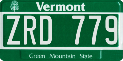 VT license plate ZRD779