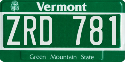 VT license plate ZRD781