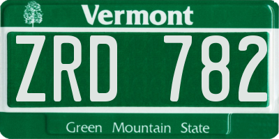 VT license plate ZRD782