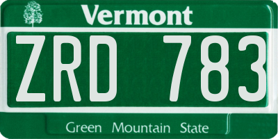 VT license plate ZRD783