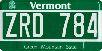 VT license plate ZRD784