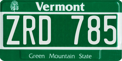 VT license plate ZRD785