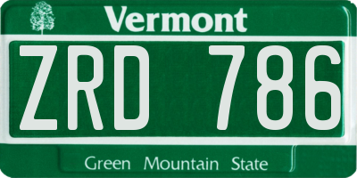 VT license plate ZRD786