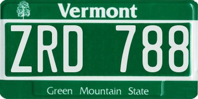 VT license plate ZRD788